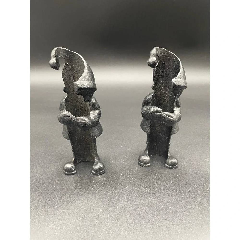 Crate & Barrel Cast Iron Metal Gnome Candleholders